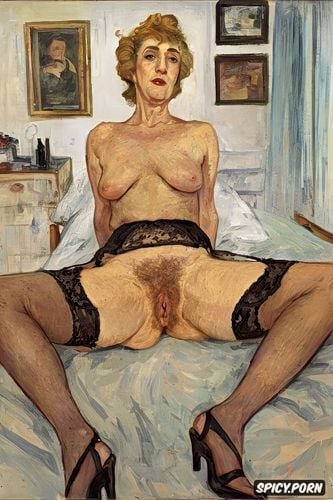 long grey hair, elderly woman, hospital bed, paul cézanne, anal gape