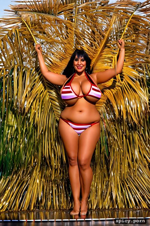 curvy body, 36 yo beautiful hawaiian hula dancer, bikini top
