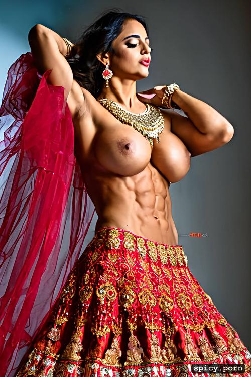 six pack abs, long hair, 34years, spicy low waist lehenga, big tits perfect body