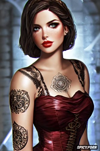 tattoos masterpiece, ultra detailed, elizabeth bioshock infinite beautiful face young