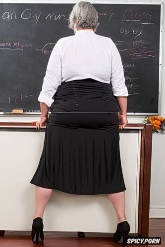 smart dressed, ultra detailed, long saggy tits, short hair, color photo old female teacher