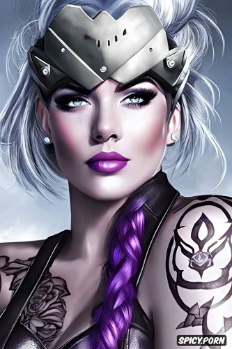 tattoos masterpiece, ultra detailed, widowmaker overwatch beautiful face young sexy