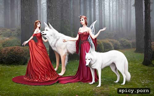 red dress, fairy tales, german, wood, wolf, grimm, animal
