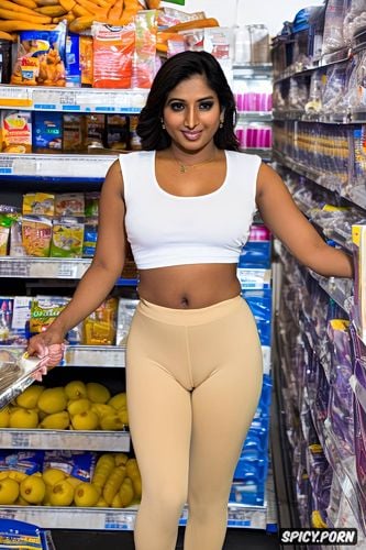 ultra uhd, in tight leggings, perfect tight pussy, a frisco south indian beauty shopping in an indian grocery store