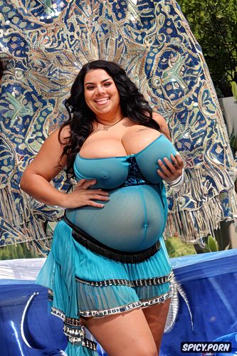 gorgeous voluptuous belly dancer, detailed symmetric face, long skirt with matching bra