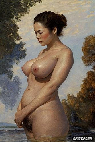 unveiling her vagina, steam, manet, fat woman, twisting torso