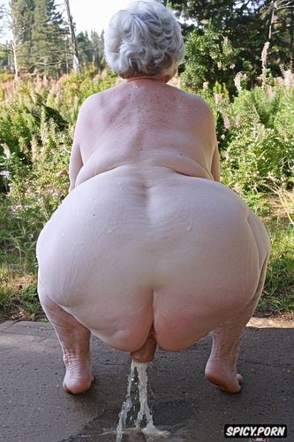 rear view, pastel colors, hyper detailed, hyperrealistic pregnant pissing muscular thighs red bobcut haircut