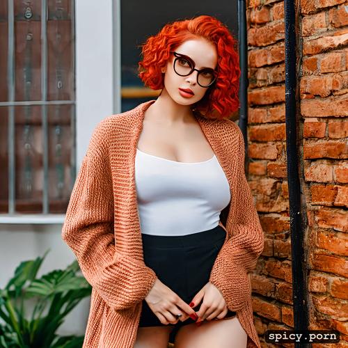 19 years old woman trans short redhair round glasses