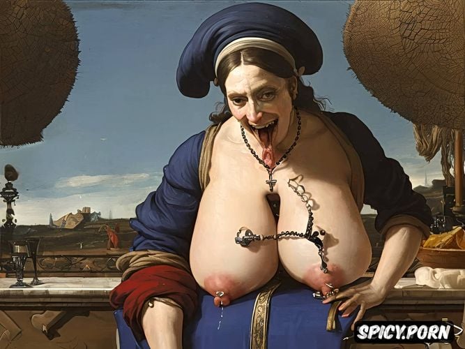 apostolic cap, blue, topless, saggy tits1 7, nipple piercings